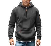 Sweat à capuche pelucheux à demi-fermeture éclair pour garçon - Chaud et ample - Sweat à capuche surdimensionné à manches longues - Pull à capuche tendance, gris foncé, 6-7 ans