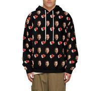 Sweat a Capuche Personnalisable Choisissez Votre Photo du Visage Sweat à Capuche Pull Couple Sweat Hoodie Personnalisé Cadeau Femme,Homme,Son Copain,Copine,Meilleure Amie Drole Noel et Saint Valentin