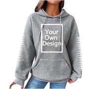 Sweat à capuche personnalisé à manches longues et col rond décontracté avec nom personnalisé et impression photo Ajouter du texte Image Design Sweats personnalisés pour cadeaux, 01 Gris, S