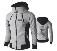 Sweat à capuche personnalisé DIY hommes Concevez votre propre veste Ajoutez un logo Texte Photo Sweat-shirt zippé personnalisé Manteau printemps-automne Vêtements de sport,Grey-M