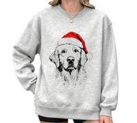 Sweat à Capuche Personnalisé Noël - Sweatshirt Imprimé Portrait de Chien avec Bonnet de Père Noël | Cadeau Noël Uni Sexe pour Amoureux d'animaux