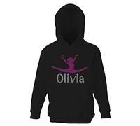 Sweat à capuche personnalisé pour fille avec strass en cristal - Noir - Large