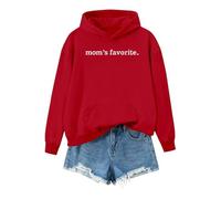 Sweat à capuche personnalisé, sweat à capuche préféré des mamans, sweatshirts unisexes décontractés imprimés lettres pull streetwear grande taille vêtements de sport pour femme pull léger, Rouge, M
