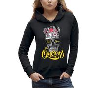 Sweat à capuche PIXEL EVOLUTION GOD SAVE THE QUEEN - Femme - Noir - Coupe ajustée - 100% Coton peigné L