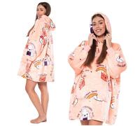 Sweat à capuche Plaid 2en1 Oversize Capuche Épais Sherpa Rose motif Sushi XXL