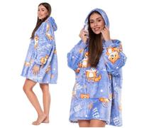 Sweat à capuche Plaid 2en1 Oversize Capuche Sherpa Épais Violet avec Chiens XXL