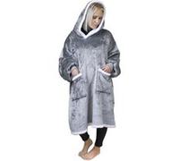 Sweat plaid à capuche, couverture, pull - Sherpa et flanelle - Adulte - Gris clair -
