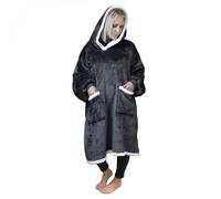 Sweat à capuche, plaid, couverture, pull - Sherpa et flanelle - Adulte - Gris foncé - Vivezen