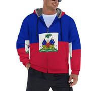 Sweat à Capuche Polaire 3D Haïti Impression Homme Hiver Veste Polaire Zippée Sweat Hiver Chaud Hoodie Blouson Manteaux à Capuche Survêtement Unisex