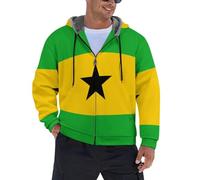 Sweat à Capuche Polaire 3D Sao Tomé-et-Principe Impression Homme Hiver Veste Polaire Zippée Sweat Hiver Chaud Hoodie Blouson Manteaux à Capuche Survêtement Unisex