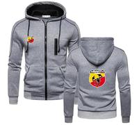 Sweat À Capuche Polaire pour Homme pour ABA-RTH, Fermeture Éclair, Décontracté, Sweat-Shirt Manches Longues, pour L'automne, pour Adolescent Adulte, Chaud, avec Poches,Grey-l