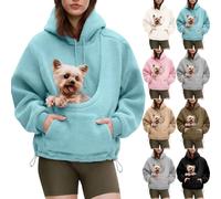 Sweat à capuche pour animal domestique Gris | Sweat à manches longues pour chien et chiot avec pochette Sherpa - Pull d'hiver chaud et pelucheux - Avec poche