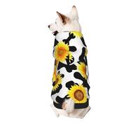 Sweat à Capuche pour Chien à Motifs de tournesols et de Taches de Vache, vêtements Chauds pour Chiots et Chats, Manteau d'hiver Confortable, Combinaison Douce, Pyjama Pull pour Petits Chiens (Taille