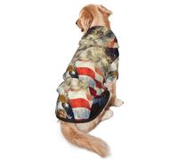 Sweat à capuche pour chien avec imprimé drapeau américain aigle feu d'artifice chaud, doux et respirant pour chiens de taille moyenne à grande, facile à porter, pour l'hiver et l'automne