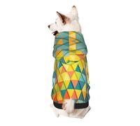 Sweat à capuche pour chien avec imprimé triangle coloré pour petits chiens, chaud, doux et respirant, facile à porter pour l'hiver et l'automne chaud