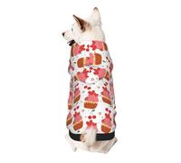 Sweat à Capuche pour Chien « Cherry Cupcakes Desert Hearts », vêtements Chauds pour Chiots, Manteaux d'hiver Confortables pour Chats, Combinaisons Douces, Pyjamas Pull pour Petits Chiens (Taille XS).