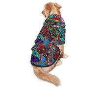 Sweat à capuche pour chien imprimé monstre abstrait chaud, doux et respirant pour chiens de taille moyenne à grande, design facile à porter, pour l'hiver et l'automne