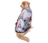 Sweat à capuche pour chien Motif Tour Eiffel Paris City Tree Art Print Sweat à capuche chaud doux et respirant pour chiens de taille moyenne à grande taille Design facile à porter pour l'hiver et