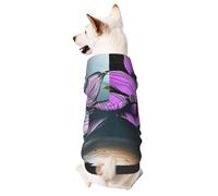 Sweat à capuche pour chien pour l'automne et l'hiver, vêtement confortable pour les activités de plein air, fleurs de lotus, ruines urbaines, imprimé tie-dye pour animaux de compagnie
