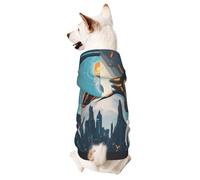Sweat à capuche pour chien pour l'automne et l'hiver, vêtements confortables pour les activités de plein air, illustration de science-fiction, imprimé tie-dye, vêtements pour animaux de compagnie