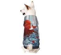 Sweat à capuche pour chien pour l'automne et l'hiver, vêtements confortables pour les activités de plein air, le mage portant une capuche rouge, imprimé tie-dye
