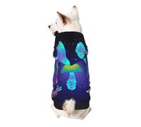Sweat à Capuche pour Chien, Style années 60-70, à Pois psychédéliques et néon, avec Motifs de Champignons. Vêtements Chauds pour Chiots et Chats. Combinaison Confortable et Douce, Pull-Over, Taille L