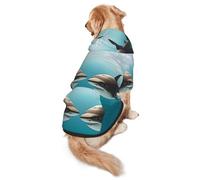Sweat à capuche pour chiens de taille moyenne et grande avec inscription « Two Sharks at The Bottom of The Sea Dog » - Vêtement en polyester doux pour toutes les saisons