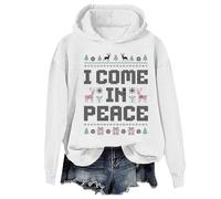 Sweat à capuche pour couples avec inscription « I Come In Peace Im Peace », blanc, 3XL