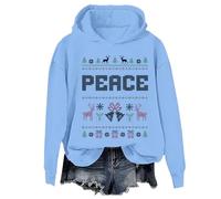 Sweat à capuche pour couples avec inscription « I Come In Peace Im Peace », Bleu ciel., 3XL
