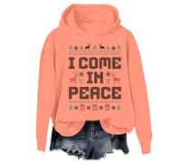 Sweat à capuche pour couples avec inscription « I Come In Peace Im Peace », Orange, 3XL