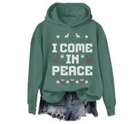 Sweat à capuche pour couples avec inscription « I Come In Peace Im Peace », Vert, 3XL