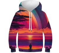 Sweat à capuche pour enfant avec imprimé 3D en forme de bouteille de suricate Unisexe Garçons Filles Manches longues Cool Pull amusant Pull décontracté, Sunset_in_the_beach_2, 7-9 Years