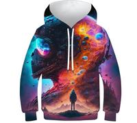 Sweat à capuche pour enfants 3D Lion 16 Pull à capuche pour filles et garçons Pull à capuche Mode Jeunesse Vêtements de sport décontractés à manches longues, I Am the Cosmos, 9-11 Years