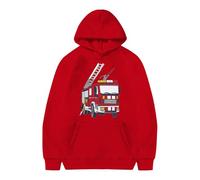 Sweat à Capuche pour Enfants avec Impression de Camion de Pompiers-Nouvelle Mode-décontracté-décoration de Poche-Sweat à Capuche pour garçons et Tunique Manches Longues Garçons (Red-6-7 Years)