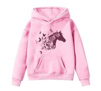 Sweat à Capuche pour Enfants-Version imprimé Cheval Manches Longues Basique et Confortable Parfait pour activité Physique et Temps Libre (10-11 Years)