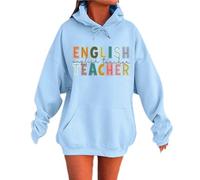 Sweat à capuche pour enseignant à quart de fermeture éclair pour femme Teach Compassion Kindness Confidence Chemises décontractées à manches longues pour femme Fermeture éclair, bleu clair, S