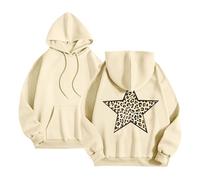 Sweat à capuche pour femme avec capuche arrière imprimé sweat à capuche pour adolescentes filles t-shirt de sport tendance léopard sweat à capuche à cinq branches motif étoile à capuche haut ample