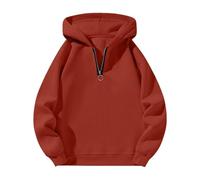 Sweat à capuche pour femme avec fermeture éclair - En coton - Avec poches - Veste de sport - Grandes tailles - Pull long confortable - Veste de survêtement élégante à manches longues, Rouge brique, L