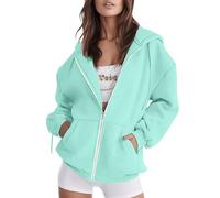 Sweat à capuche pour femme avec fermeture éclair - Veste de transition | Veste de sport pour femme - Sweat à capuche ample en coton - Veste de loisirs - Sweat à capuche doux - Manteau court de
