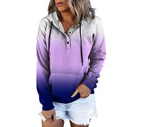 Sweat à capuche pour femme avec imprimé britannique - Pull à cordon de serrage - Imprimé dégradé classique - Grande taille - Avec poche - Chemisier ample décontracté à manches longues, b-violet, XXL
