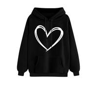 Sweat à capuche pour femme avec imprimé cœurs - Pour la Saint-Valentin - Classique - Manches longues - Pull à capuche - Pull en micropolaire - Pull à manches longues - Pull de loisirs avec poches