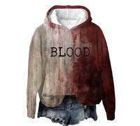 Sweat à capuche pour femme avec inscription « Don't Worry Not My Blood Bloody » pour Halloween, manches trois-quarts, rose vif, M