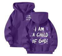 Sweat à capuche pour femme avec inscription « I Am A Child of God » 2025 Christian Preppy - Pour l'automne - Sportif - Fermeture éclair - Coupe ample - Style décontracté - Avec motifs tendance