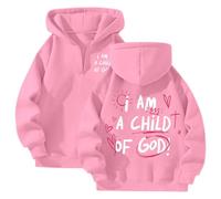 Sweat à capuche pour femme avec inscription « I Am A Child of God » 2025 Christian Preppy - Pour l'automne - Sportif - Fermeture éclair - Coupe ample - Style décontracté - Avec motifs tendance