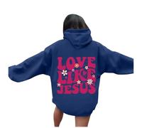 Sweat à capuche pour femme avec inscription « Love Like Jesus » - Lettre d'automne - Motif de foi Y2K - Surdimensionné - Décontracté - Tendance - Mince religieux - Jésus Saves Preppy 2025 - Drôle