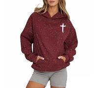Sweat à capuche pour femme avec inscription « Proof of A Loving God » - Lettre Y2K - Jésus Automne - Pray The Lord - Pull pour adolescents - Pull décontracté - Motif foi, Rouge, L
