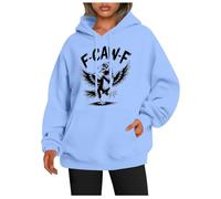 Sweat à capuche pour femme avec motif coq corbeau - Sweat à capuche de style tatouage avec graphique d'oiseau - Sweat surdimensionné décontracté pour un look urbain, Style_b03 Bleu, M