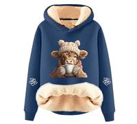 Sweat à capuche pour femme avec motif de bœuf des Highlands Sweat Capuche Noël Femme Pull Renne Sweatshirt Tendance Motif Confortable Pullover Top Tee-Shirt Manches Longues Col