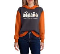 Sweat à capuche pour femme avec motif fantôme mignon - Pull d'Halloween bicolore - Sweatshirt décontracté avec inscription « Tis the Season », Style_y04 Gris, 3XL