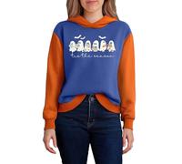 Sweat à capuche pour femme avec motif fantôme mignon - Pull d'Halloween bicolore - Sweatshirt décontracté avec inscription « Tis the Season », Style_y02 Bleu, 3XL